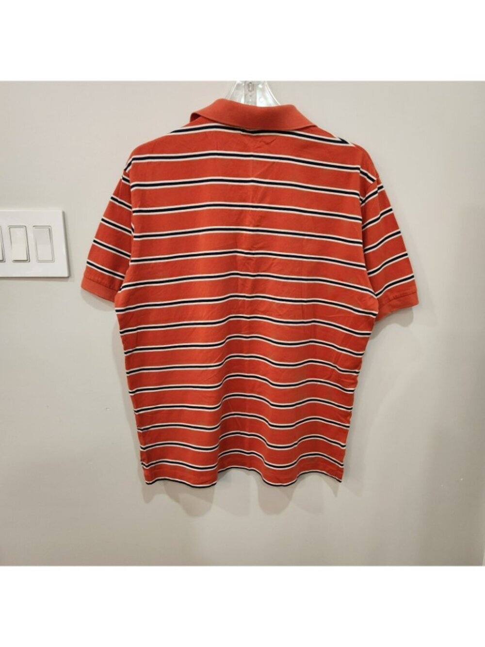 Vintage Polo Ralph Lauren Polo Shirt Pima Cotton Mesh Orange Stripes Mens Medium - Picture 3 of 8